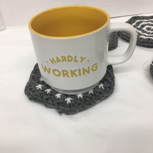 Woven Loom Coasters Grey and White Color Handmade New Set of 4 - Picture 5 of 6